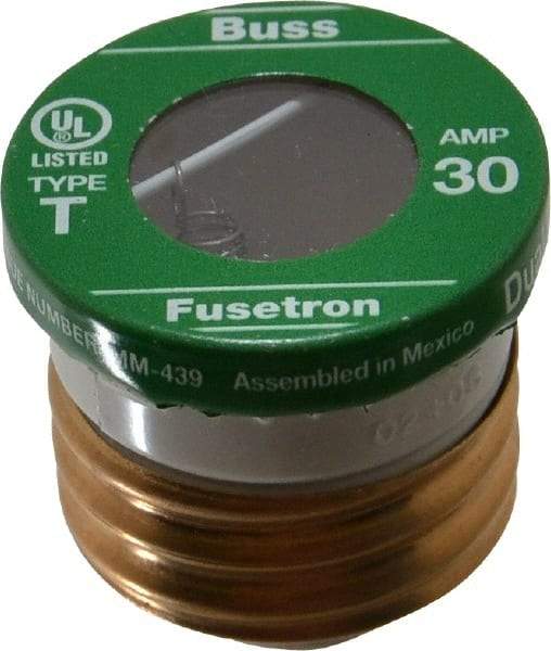 Cooper Bussmann - 125 VAC, 30 Amp, Time Delay Plug Fuse - Fuse Holder Mount, 2.38" OAL, 10 (RMS Symmetrical) kA Rating, 2-1/4" Diam - Apex Tool & Supply