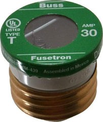 Cooper Bussmann - 125 VAC, 30 Amp, Time Delay Plug Fuse - Fuse Holder Mount, 2.38" OAL, 10 (RMS Symmetrical) kA Rating, 2-1/4" Diam - Apex Tool & Supply