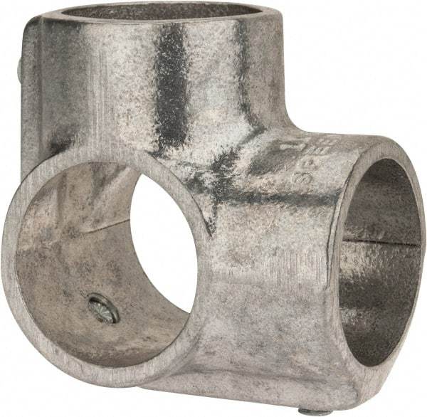 Hollaender - 1-1/4" Pipe, Side Outlet Tee-E, Aluminum Alloy Tee Pipe Rail Fitting - Bright Finish - Apex Tool & Supply