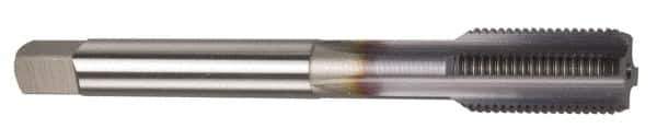 OSG - 7/16-14 UNC 4 Flute TiCN Finish Powdered Metal Straight Flute Machine Tap - Bottoming, Right Hand Thread, 100mm OAL, 1-7/16" Thread Length, H5 Limit, Oversize, Through Coolant - Apex Tool & Supply