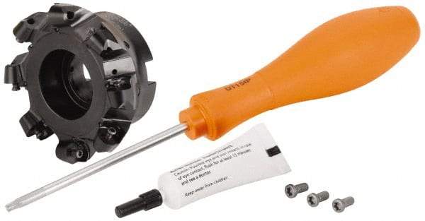 Kennametal - 101.6mm Cut Diam, 8mm Max Depth, 1-1/4" Arbor Hole, 8 Inserts, RP.T 1605... Insert Style, Indexable Copy Face Mill - BMD400 Cutter Style, 16,600 Max RPM, 2 High, Through Coolant, Series KSRM - Apex Tool & Supply