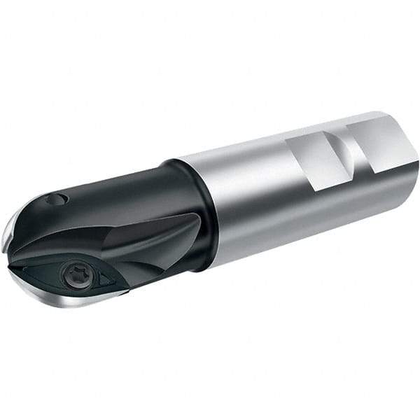 Walter - 3/4" Cut Diam, 0.59" Max Depth of Cut, 3/4" Shank Diam, 3.41" OAL, Indexable Ball Nose End Mill - 1.38" Head Length, Straight Shank, F2339 Toolholder, XDMT 16T3095 R Insert - Apex Tool & Supply