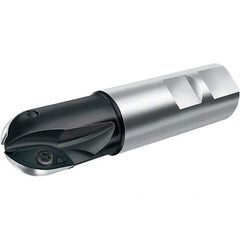 Walter - 3/4" Cut Diam, 0.59" Max Depth of Cut, 3/4" Shank Diam, 3.41" OAL, Indexable Ball Nose End Mill - 1.38" Head Length, Straight Shank, F2339 Toolholder, XDMT 16T3095 R Insert - Apex Tool & Supply