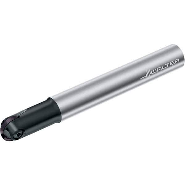 Walter - 12mm Cut Diam, 1/2" Shank Diam, 5.11" OAL, Indexable Ball Nose End Mill - 1-1/4" Head Length, Straight Shank, F2139 Toolholder, P3201-D12, P3201-D12.7, P3204-D12, P3204-D12.7 Insert - Apex Tool & Supply