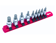 9 Piece - Hex Metric Socket Set  1/4" Square Drive 1.5-4.0 3/8" Square Drive 5.0-10.0mm On Rail - 1/4" Replaceable Hex Bits. - Apex Tool & Supply