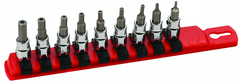 7/64 - 1/4" On Rail - 3/8" Square Drive with 1/4" Replaceable Hex Bit - Security Hex Inch Bit Socket 9 Piece - Apex Tool & Supply