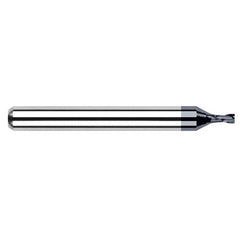 Miniature End Mills - Stub & Standard - 0.0180″ Cutter Diameter × 0.0540″ Length of Cut Carbide Square End Mill, 2 Flutes, AlTiN Coated - Exact Industrial Supply