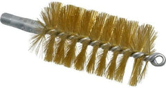 Schaefer Brush - 4-1/2" Brush Length, 2-1/2" Diam, Double Stem, Single Spiral Tube Brush - 8" Long, Brass, 1/4" NPSM Male Connection - Apex Tool & Supply