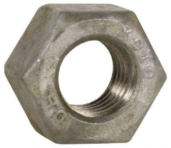 Value Collection - 1-1/8 - 7 UNC Steel Right Hand Heavy Hex Nut - 1-13/16" Across Flats, 1-7/64" High, Hot Dipped Galvanized Finish - Apex Tool & Supply