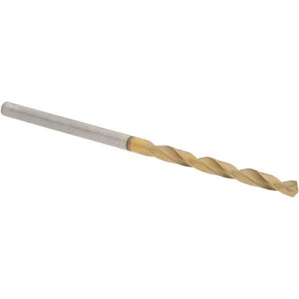 Guhring - 2.1mm 118° High Speed Steel Jobber Drill - TiN Finish, Right Hand Cut, Spiral Flute, Straight Shank, 49mm OAL, Standard Point - Apex Tool & Supply