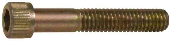 Made in USA - #8-32 UNC Hex Socket Drive, Socket Cap Screw - Grade 4037 Alloy Steel, Yellow Cadmium-Plated Finish, Partially Threaded, 1-1/2" Length Under Head - Apex Tool & Supply