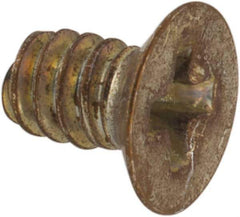 Made in USA - #4-40 UNC, 3/16" OAL Phillips Drive Machine Screw - Flat Head, Grade 3 Steel, Yellow Cadmium-Plated Finish, Without Washer - Apex Tool & Supply