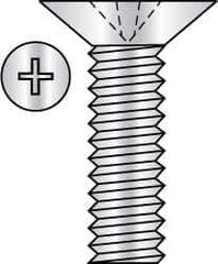 Made in USA - #8-32 UNC, 1-1/2" OAL Phillips Drive Machine Screw - Flat Head, Grade 3 Steel, Yellow Cadmium-Plated Finish, Without Washer - Apex Tool & Supply