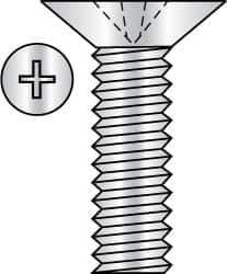 Made in USA - #8-32 UNC, 1/2" OAL Phillips Drive Machine Screw - Flat Head, Grade 3 Steel, Yellow Cadmium-Plated Finish, Without Washer - Apex Tool & Supply