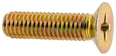 Made in USA - #10-32 UNF, 3/4" OAL Phillips Drive Machine Screw - Flat Head, Grade 3 Steel, Yellow Cadmium-Plated Finish, Without Washer - Apex Tool & Supply