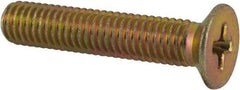Made in USA - #10-32 UNF, 1" OAL Phillips Drive Machine Screw - Flat Head, Grade 3 Steel, Yellow Cadmium-Plated Finish, Without Washer - Apex Tool & Supply