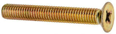 Made in USA - #10-32 UNF, 1-3/8" OAL Phillips Drive Machine Screw - Flat Head, Grade 3 Steel, Yellow Cadmium-Plated Finish, Without Washer - Apex Tool & Supply