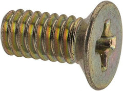 Value Collection - #8-32 UNC, 3/8" OAL Phillips Drive Machine Screw - Flat Head, Grade 3 Steel, Yellow Cadmium-Plated Finish, Without Washer - Apex Tool & Supply