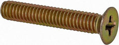 Made in USA - #8-32 UNC, 1" OAL Phillips Drive Machine Screw - Flat Head, Grade 3 Steel, Yellow Cadmium-Plated Finish, Without Washer - Apex Tool & Supply