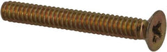 Made in USA - #4-40 UNC, 7/8" OAL Phillips Drive Machine Screw - Flat Head, Grade 3 Steel, Yellow Cadmium-Plated Finish, Without Washer - Apex Tool & Supply