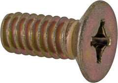 Made in USA - 1/4-20 UNC, 5/8" OAL Phillips Drive Machine Screw - Flat Head, Grade 3 Steel, Yellow Cadmium-Plated Finish, Without Washer - Apex Tool & Supply