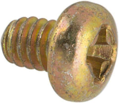Made in USA - #2-56 UNC, 1/8" Length Under Head Phillips Drive Machine Screw - Pan Head, Grade 3 Steel, Yellow Cadmium-Plated Finish, Without Washer - Apex Tool & Supply