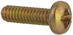 Made in USA - #2-56 UNC, 5/16" Length Under Head Phillips Drive Machine Screw - Pan Head, Grade 3 Steel, Yellow Cadmium-Plated Finish, Without Washer - Apex Tool & Supply