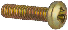 Made in USA - #2-56 UNC, 3/8" Length Under Head Phillips Drive Machine Screw - Pan Head, Grade 3 Steel, Yellow Cadmium-Plated Finish, Without Washer - Apex Tool & Supply
