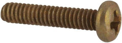 Made in USA - #2-56 UNC, 7/16" Length Under Head Phillips Drive Machine Screw - Pan Head, Grade 3 Steel, Yellow Cadmium-Plated Finish, Without Washer - Apex Tool & Supply