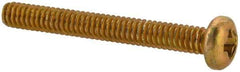 Made in USA - #2-56 UNC, 3/4" Length Under Head Phillips Drive Machine Screw - Pan Head, Grade 3 Steel, Yellow Cadmium-Plated Finish, Without Washer - Apex Tool & Supply