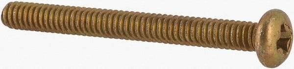 Made in USA - #2-56 UNC, 7/8" Length Under Head Phillips Drive Machine Screw - Pan Head, Grade 3 Steel, Yellow Cadmium-Plated Finish, Without Washer - Apex Tool & Supply