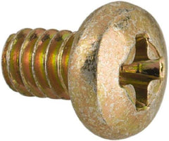 Made in USA - #4-40 UNC, 3/16" Length Under Head Phillips Drive Machine Screw - Pan Head, Grade 3 Steel, Yellow Cadmium-Plated Finish, Without Washer - Apex Tool & Supply