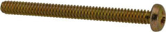 Made in USA - #4-40 UNC, 1-1/4" Length Under Head Phillips Drive Machine Screw - Pan Head, Grade 3 Steel, Yellow Cadmium-Plated Finish, Without Washer - Apex Tool & Supply