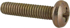 Made in USA - #8-32 UNC, 3/4" Length Under Head Phillips Drive Machine Screw - Pan Head, Grade 3 Steel, Yellow Cadmium-Plated Finish, Without Washer - Apex Tool & Supply