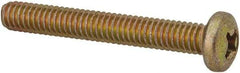 Made in USA - #8-32 UNC, 1-1/4" Length Under Head Phillips Drive Machine Screw - Pan Head, Grade 3 Steel, Yellow Cadmium-Plated Finish, Without Washer - Apex Tool & Supply