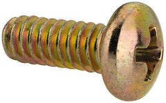 Made in USA - #10-24 UNC, 1/2" Length Under Head Phillips Drive Machine Screw - Pan Head, Grade 3 Steel, Yellow Cadmium-Plated Finish, Without Washer - Apex Tool & Supply