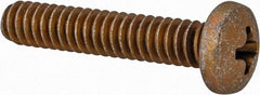 Made in USA - #10-24 UNC, 1" Length Under Head Phillips Drive Machine Screw - Pan Head, Grade 3 Steel, Yellow Cadmium-Plated Finish, Without Washer - Apex Tool & Supply