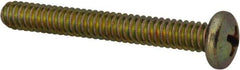 Made in USA - #10-24 UNC, 1-1/2" Length Under Head Phillips Drive Machine Screw - Pan Head, Grade 3 Steel, Yellow Cadmium-Plated Finish, Without Washer - Apex Tool & Supply
