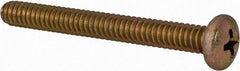 Made in USA - #10-24 UNC, 1-3/4" Length Under Head Phillips Drive Machine Screw - Pan Head, Grade 3 Steel, Yellow Cadmium-Plated Finish, Without Washer - Apex Tool & Supply
