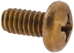 Made in USA - 1/4-20 UNC, 1/2" Length Under Head Phillips Drive Machine Screw - Pan Head, Grade 3 Steel, Yellow Cadmium-Plated Finish, Without Washer - Apex Tool & Supply