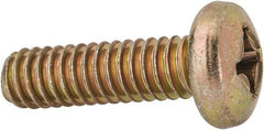 Made in USA - 1/4-20 UNC, 7/8" Length Under Head Phillips Drive Machine Screw - Pan Head, Grade 3 Steel, Yellow Cadmium-Plated Finish, Without Washer - Apex Tool & Supply