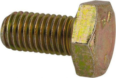Made in North America - 1/4-28 UNF, 1/2" Length Under Head Hex Head Cap Screw - Grade 8 Alloy Steel, Zinc-Plated Finish, 7/16" Hex - Apex Tool & Supply