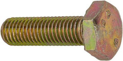 Made in North America - 1/4-28 UNF, 7/8" Length Under Head Hex Head Cap Screw - Grade 8 Alloy Steel, Zinc-Plated Finish, 7/16" Hex - Apex Tool & Supply