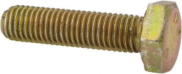 Made in North America - 1/4-28 UNF, 1" Length Under Head Hex Head Cap Screw - Grade 8 Alloy Steel, Zinc-Plated Finish, 7/16" Hex - Apex Tool & Supply