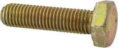 Made in North America - 1/4-28 UNF, 1" Length Under Head Hex Head Cap Screw - Grade 8 Alloy Steel, Zinc-Plated Finish, 7/16" Hex - Apex Tool & Supply