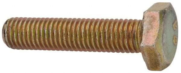 Made in North America - 1/4-28 UNF, 1-1/8" Length Under Head Hex Head Cap Screw - Grade 8 Alloy Steel, Zinc-Plated Finish, 7/16" Hex - Apex Tool & Supply
