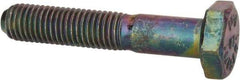 Made in North America - 1/4-28 UNF, 1-3/8" Length Under Head Hex Head Cap Screw - Grade 8 Alloy Steel, Zinc-Plated Finish, 7/16" Hex - Apex Tool & Supply