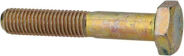Made in North America - 1/4-28 UNF, 1-1/2" Length Under Head Hex Head Cap Screw - Grade 8 Alloy Steel, Zinc-Plated Finish, 7/16" Hex - Apex Tool & Supply