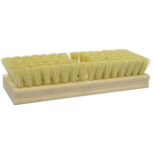 8″ Square End Scrub Brush, with Threaded Handle Hole, 1″ Trim, White Tampico Fill - Apex Tool & Supply