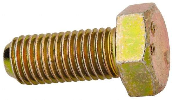 Made in North America - 5/16-24 UNF, 3/4" Length Under Head Hex Head Cap Screw - Grade 8 Alloy Steel, Zinc-Plated Finish, 1/2" Hex - Apex Tool & Supply